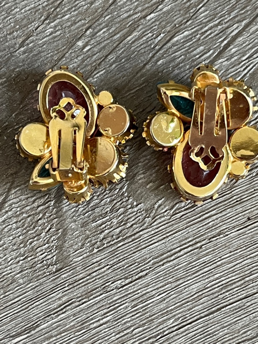 JULIANA Gold-Tone Multi-Color Crystal Cluster Clip Earrings - prong set - Picture 6 of 12